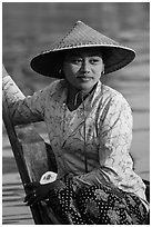 Boat rower. Mandalay, Myanmar ( black and white)