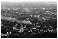 View from Mandalay Hill at sunset. Mandalay, Myanmar ( black and white)