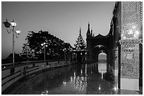 Terrace of Sutaungpyei Pagoda at dawn. Mandalay, Myanmar ( black and white)