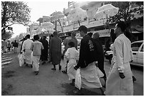 Alms procession. Mandalay, Myanmar ( black and white)