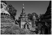 Daw Gyan Pagoda complex, Ava. Myanmar ( black and white)