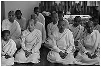 Women scholars, Zayar Theingi Nunnery, Sagaing. Myanmar ( black and white)