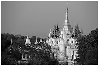Pagoda on Sagaing Hill. Myanmar ( black and white)