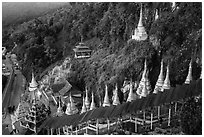 Covered stairway to the caves. Pindaya, Myanmar ( black and white)