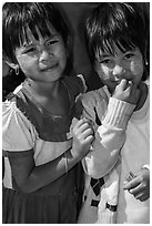 Two young friends, Nyaung Shwe. Inle Lake, Myanmar ( black and white)