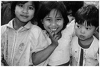 Schoolgirls, Nyaung Shwe. Inle Lake, Myanmar ( black and white)