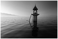 Shrine in the middle of the lake. Inle Lake, Myanmar ( black and white)