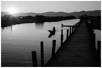 Canal at sunset, Maing Thauk Village. Inle Lake, Myanmar ( black and white)