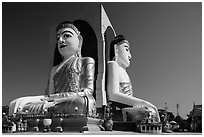 Four Seated Buddha shrine, Kyaik Pun Paya. Bago, Myanmar ( black and white)