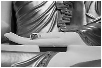 Detail of hand, of one of the four seated buddhas in  Kyaik Pun Paya. Bago, Myanmar ( black and white)