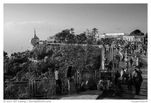 Golden rock and Kyaiktiyo Pagoda precincts. Kyaiktiyo, Myanmar (black and white)