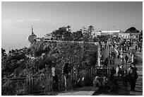 Golden rock and Kyaiktiyo Pagoda precincts. Kyaiktiyo, Myanmar ( black and white)