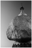 Golden Rock and Kyaiktiyo Pagoda at sunset. Kyaiktiyo, Myanmar ( black and white)