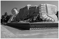 Mya Tha Lyaung Reclining Buddha. Bago, Myanmar ( black and white)