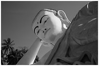 Head of Mya Tha Lyaung Reclining Buddha. Bago, Myanmar ( black and white)
