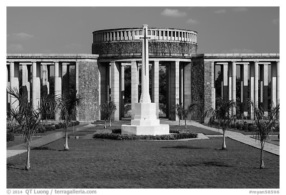 Allied War Cemetery. Bago, Myanmar (black and white)