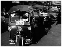 Tuk tuks, Khao San road. Bangkok, Thailand (black and white)