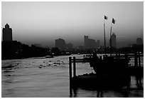 Sunset over Chao Phraya river. Bangkok, Thailand ( black and white)