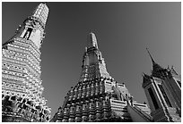 Towers of the Wat Arun. Bangkok, Thailand (black and white)