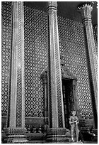 Gilded columns and walls, Wat Phra Kaew. Bangkok, Thailand (black and white)