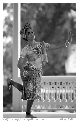 Traditional dancer. Bangkok, Thailand (black and white)