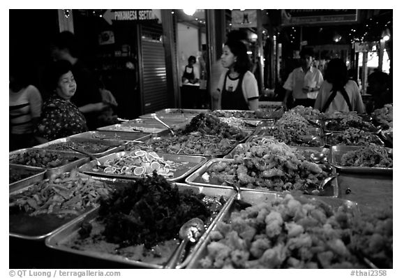 Variety of spicy foods in a market. Bangkok, Thailand