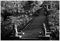 Khmer-style temple of the east. Muang Boran, Thailand ( black and white)