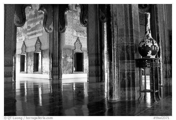 Palace interior. Muang Boran, Thailand (black and white)