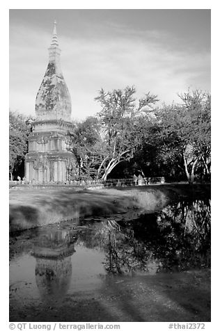 Chedi and pond. Muang Boran, Thailand