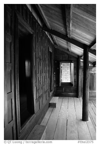 Teak house. Muang Boran, Thailand (black and white)