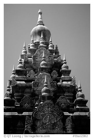 Srivijaya-period stupa of Hindu-Buddhist style. Muang Boran, Thailand (black and white)