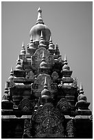 Srivijaya-period stupa of Hindu-Buddhist style. Muang Boran, Thailand (black and white)