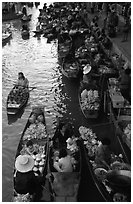 Canal from above, floating market. Damnoen Saduak, Thailand ( black and white)