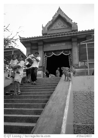 San Phra Kan (Kala shrine), invaded by monkeys. Lopburi, Thailand