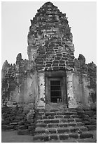 Prang Sam Yot, classic Khmer-Lopburi style hindu temple turned buddhist. Lopburi, Thailand (black and white)