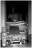 Large Buddha image in modern Wat. Ayuthaya, Thailand (black and white)