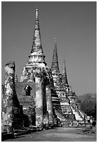 Ruined chedis. Ayutthaya, Thailand ( black and white)