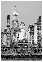 Wat Mahathat, morning. Sukothai, Thailand (black and white)