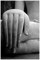 Hand of monumental Buddha image, Wat Si Chum. Sukothai, Thailand (black and white)