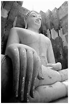 Monumental Buddha image, Wat Si Chum. Sukothai, Thailand (black and white)