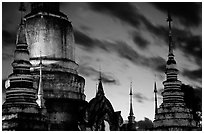 Wat Suan Dok temple at dusk. Chiang Mai, Thailand ( black and white)