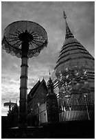 Wat Phra That Doi Suthep at sunset. Chiang Mai, Thailand (black and white)