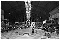 Main hall of Hualamphong train station. Bangkok, Thailand (black and white)