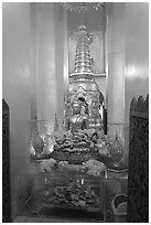 Central Buddha image, Wat Saket. Bangkok, Thailand ( black and white)