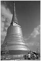 Chedi on top of Phu Kaho Thong. Bangkok, Thailand (black and white)