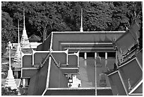 Temple at the base of Golden Mount. Bangkok, Thailand (black and white)