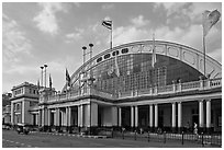 Facade of Hualamphong railroad station. Bangkok, Thailand (black and white)