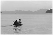 Boat and hazy horizon. Krabi Province, Thailand (black and white)
