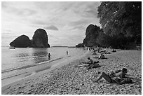 Hat Tham Phranang, Rai Leh. Krabi Province, Thailand ( black and white)