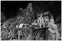 Pranang Cave shrine, Rai Leh. Krabi Province, Thailand (black and white)